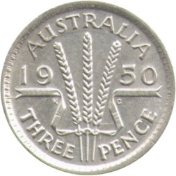 Австралия 3 пенса 1950 год