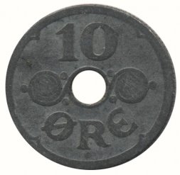 Дания 10 эре 1942 год - Король Кристиан X