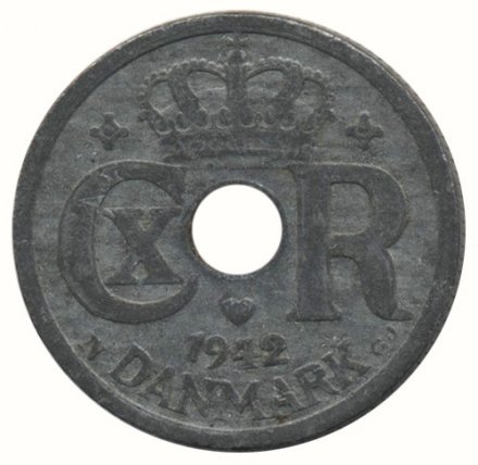 Дания 10 эре 1942 год - Король Кристиан X
