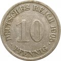 Германия 10 пфеннигов 1905 год (G)