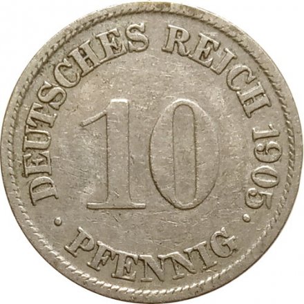 Германия 10 пфеннигов 1905 год (G)