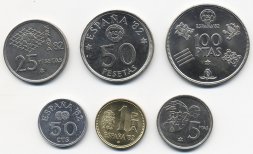 Набор из 6 монет Испания 1980 год - ЧМ по футболу