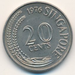 Сингапур 20 центов 1976 год