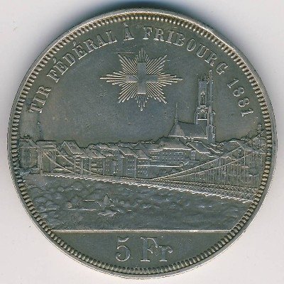 Швейцария 5 франков 1881 год