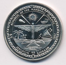 Монета Маршалловы острова 5 долларов 1997 год