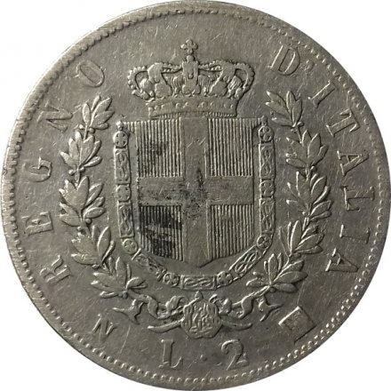 Италия 2 лиры 1863 год (N) - Щит