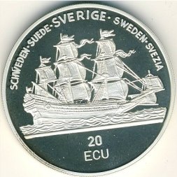 Швеция 20 экю 1992 год