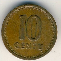 Монета Литва 10 центов 1991 год