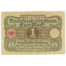 Веймарская республика 1 марка 1920 год - F