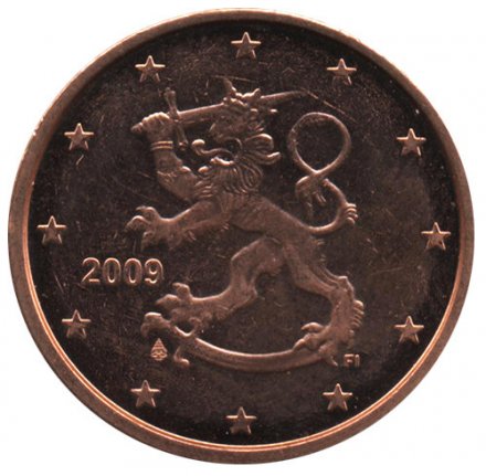 Финляндия 2 евроцента 2009 год - Герб Финляндии