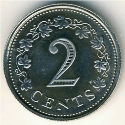 Мальта 2 цента 1976 год