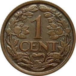 Нидерланды 1 цент 1930 год - Королева Вильгельмина