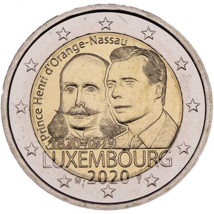 Люксембург 2 евро 2020 год - 200 лет со дня рождения Генриха Оранско-Нассауского