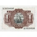 Испания 1 песета 1953 год - Альваро де Базан - след от степлера - UNC