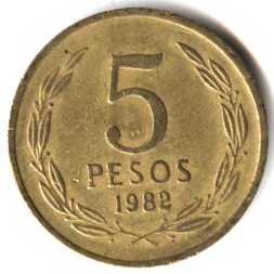 Монета Чили 5 песо 1982 год - Свобода