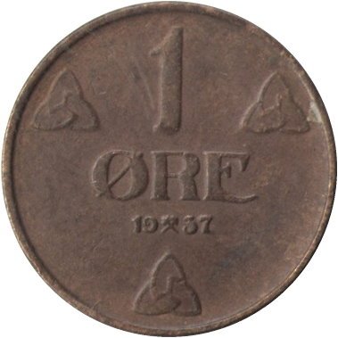 Норвегия 1 эре 1937 год - Король Хокон VII