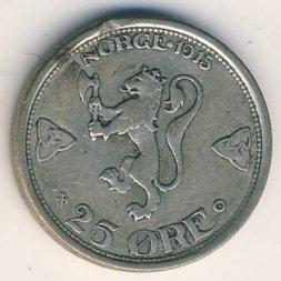 Норвегия 25 эре 1915 год