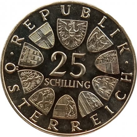 Австрия 25 шиллингов 1964 год - Франц Грильпарцер (proof)