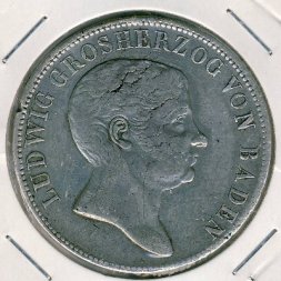 Баден 2 гульдена 1822 год