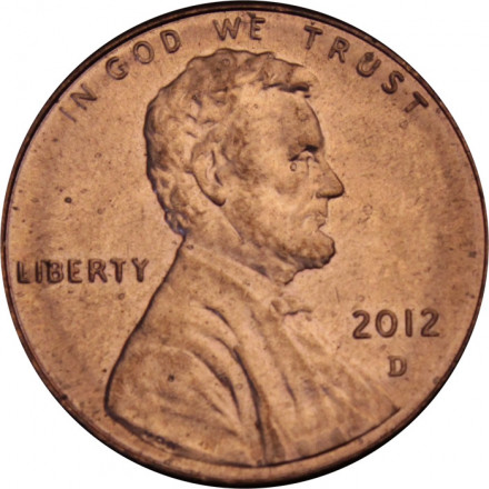 США 1 цент 2012 год - Авраам Линкольн (D)