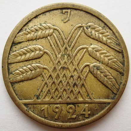 Веймарская республика 50 рентенпфеннигов 1924 год (J)