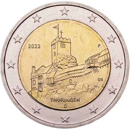 Германия 2 евро 2022 год - Тюрингия, Замок Вартбург (F)