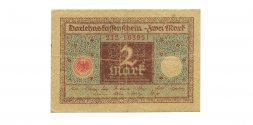 Веймарская Республика 2 марки 1920 год - синяя печать - VF