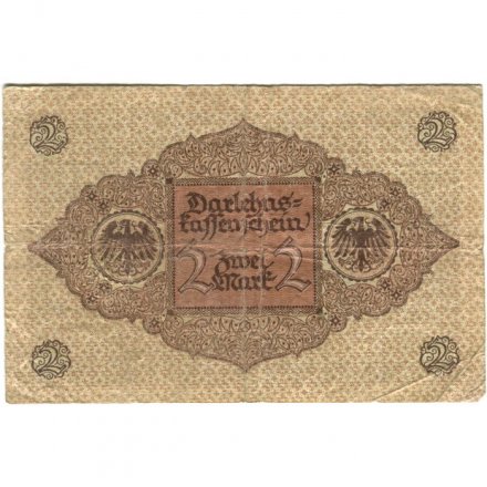 Веймарская Республика 2 марки 1920 год - синяя печать - F