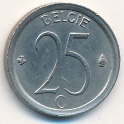 Бельгия 25 сантимов 1975 год BELGIE