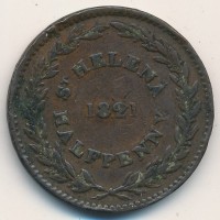 Монета Остров Святой Елены и острова Вознесения 1/2 пенни 1821 год