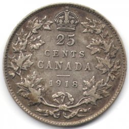Канада 25 центов 1918 год
