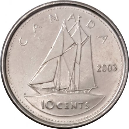 Канада 10 центов 2003 год (Новый профиль Елизаветы II, P)
