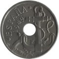 Испания 50 сентимо 1949 год - Стрелы направлены вверх (54 внутри звезды)