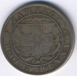 Ямайка 1/2 пенни 1869 год