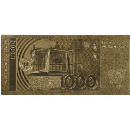 Сувенирная банкнота ФРГ (Германия) 1000 марок 1991 год (золотые) - UNC