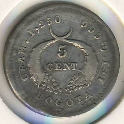 Колумбия 5 сентаво 1880 год