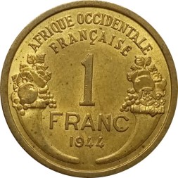 Монета Французская Западная Африка 1 франк 1944 год