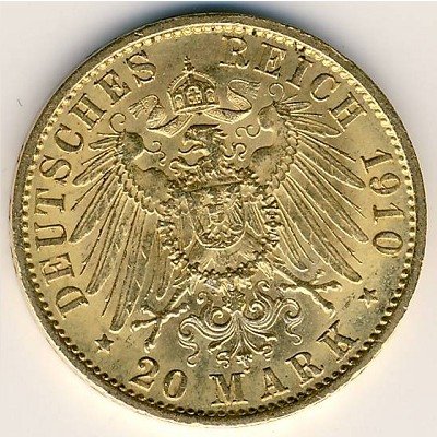 Пруссия 20 марок 1910 год