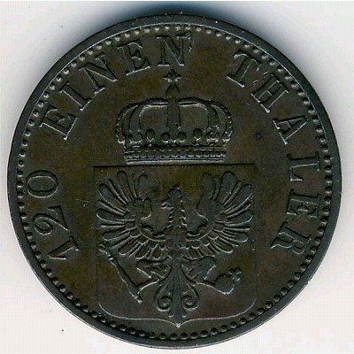 Пруссия 3 пфеннинга 1868 год