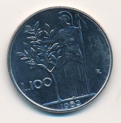 Италия 100 лир 1983 год - Минерва