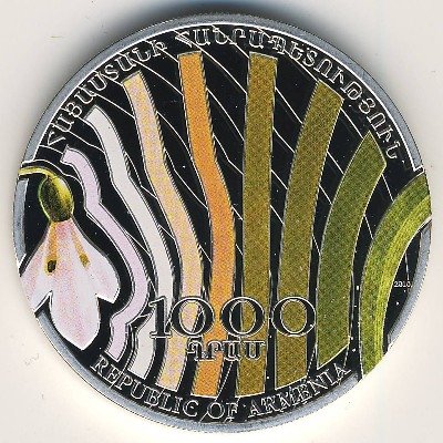 Армения 1000 драм 2010 год - Растения - Подснежник Артющенко (Galanthus artjuschenkoae)