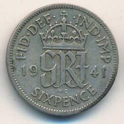 Великобритания 6 пенсов 1941 год