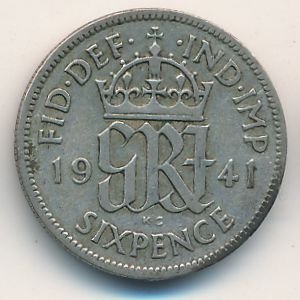 Великобритания 6 пенсов 1941 год
