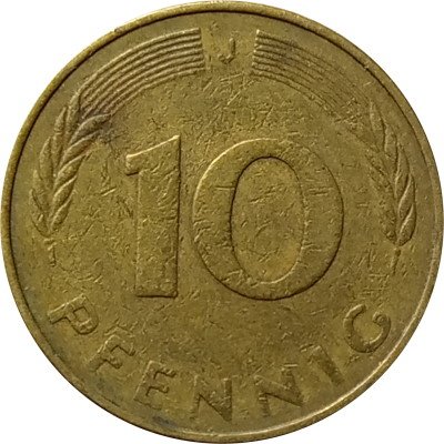 ФРГ 10 пфеннигов 1980 год (J)