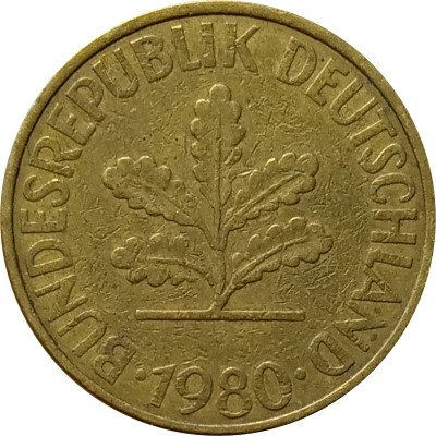 ФРГ 10 пфеннигов 1980 год (J)