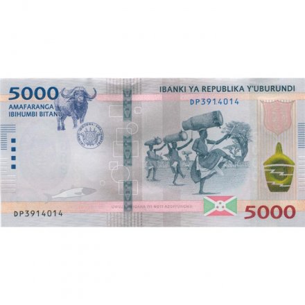 Бурунди 5000 франков 2022 год - Танцоры с барабанами UNC