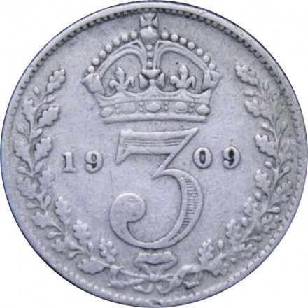 Великобритания 3 пенса 1909 год