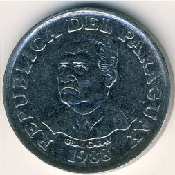 Монета Парагвай 10 гуарани 1988 год - Эухенио Алехандрино Гарай. Бык (ФАО)