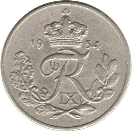 Дания 10 эре 1954 год - Король Фредерик IX