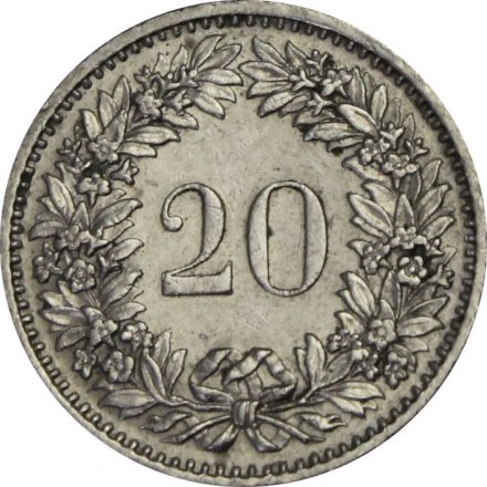 Швейцария 20 раппенов 1983 год 